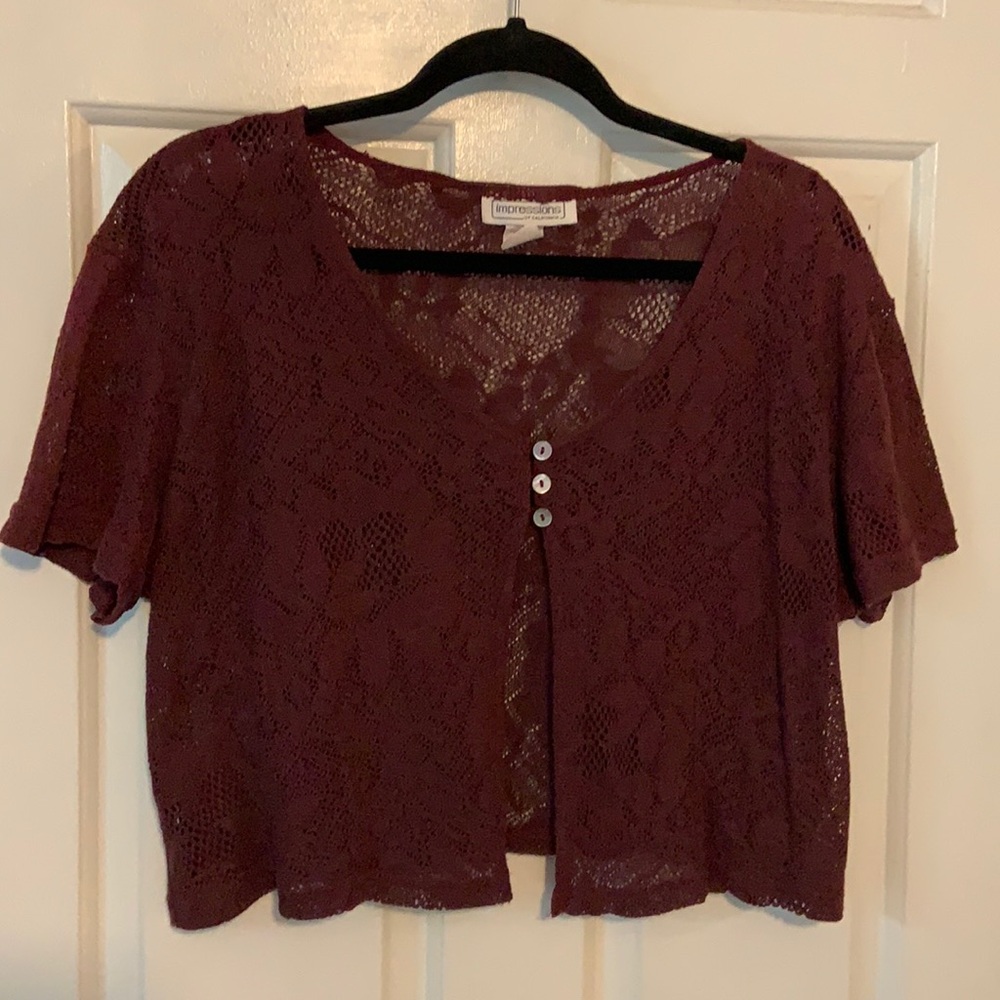 Impressions of California Lace Crochet Crop Bolero Cardigan